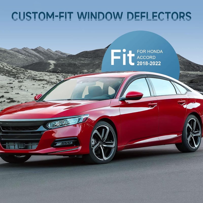 ACLONG Smoke Rain Guards Fit for Honda Accord 2018 2019 2020 2021 2022 Tape-On Side Shatterproof Window Visor, Window Deflectors, 6-Piece Set - Image 2